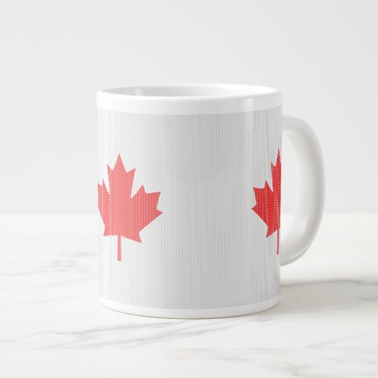 Tasse Géante Knit Style Maple Leaf Knitting Motif (Devant droit)