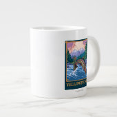 Tasse Géante La pêche à la mouche - Parc national de Yellowston (Devant droit)