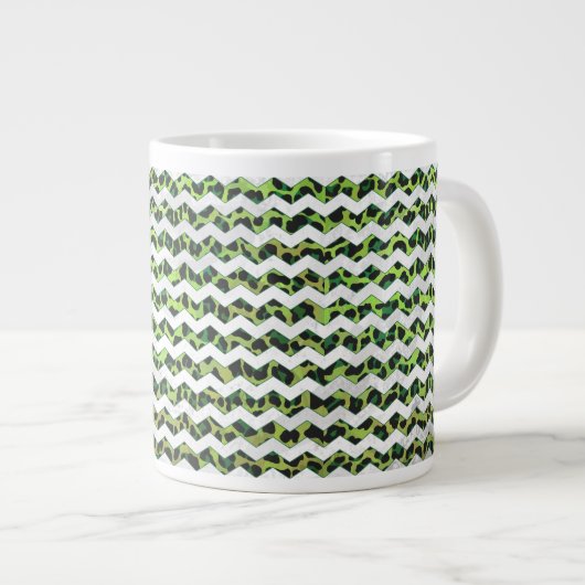 Tasse Géante Leopard Chevron noir et vert (Devant droit)
