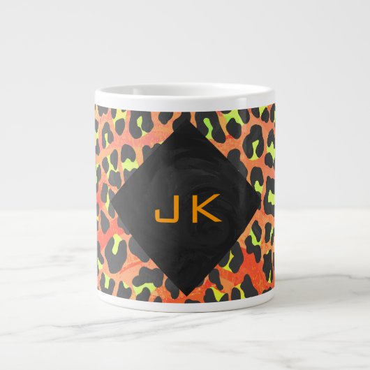 Tasse Géante Léopard Orange et Jaune Monogramme (Devant)