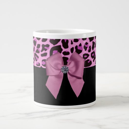 Tasse Géante Léopard rose avec cou et diamant (Devant)