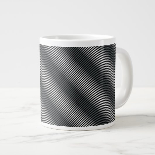 Tasse Géante Lignes de gris noir et blanc ultra minces (Devant droit)
