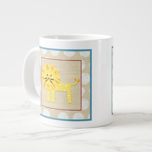 Tasse Géante Lion jaune avec Pois blancs (Devant gauche)