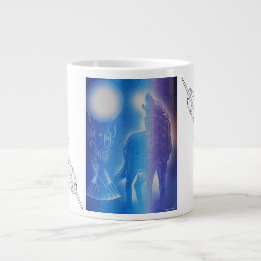 Tasse Géante Loup dans la brume (Devant)
