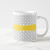 Tasse Géante Lt Grey White Pois Ananas Nom Monogramme (Droite)