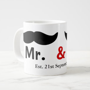 Tasse Géante M. Et M. Mustache Mariage Gay Personnalisable
