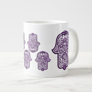 Tasse Géante Main de henné de Hamsa (violet)