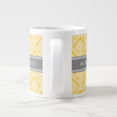 Tasse Géante Modèle élégant jaune damassé avec nom gris (Dos)