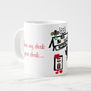 Tasse Géante Mon bureau informatique Valentine Coeurs rouges NO