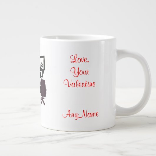 Tasse Géante Mon bureau informatique Valentine Coeurs rouges NO (Droite)