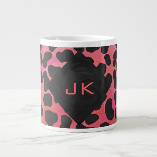 Tasse Géante Monogramme Dalmatien Noir et Rouge (Devant)