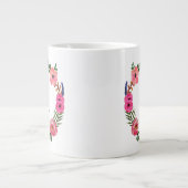 Tasse Géante Monogramme de couronne florale (Devant)