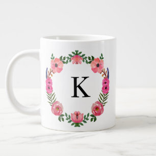 Tasse Géante Monogramme de couronne florale