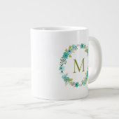 Tasse Géante Monogramme de couronne florale lunaire (Devant droit)