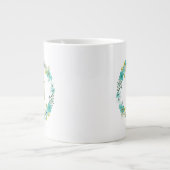 Tasse Géante Monogramme de couronne florale lunaire (Devant)