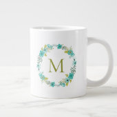 Tasse Géante Monogramme de couronne florale lunaire (Droite)