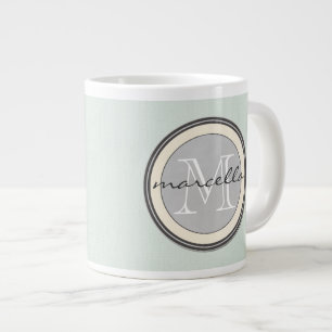 Tasse Géante Monogramme gris Arrière - plan Turquoise texturé