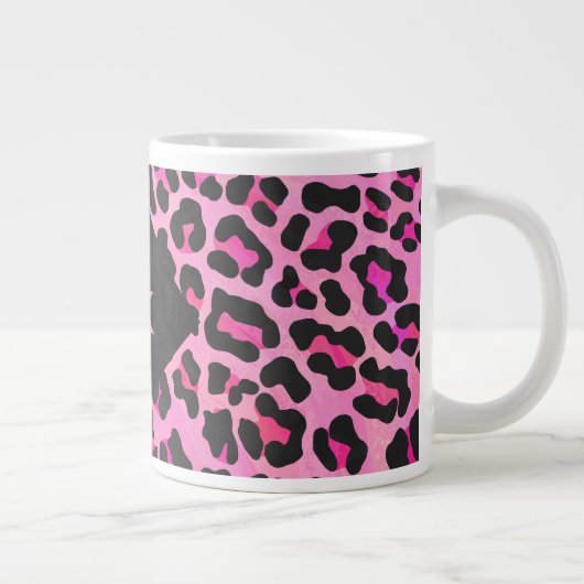 Tasse Géante Monogramme Leopard noir et rose chaud (Droite)