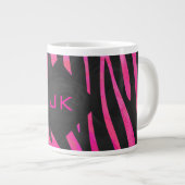 Tasse Géante Monogramme noir et rose chaud Zebra Design (Devant droit)