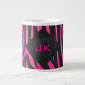 Tasse Géante Monogramme noir et rose chaud Zebra Design (Devant)
