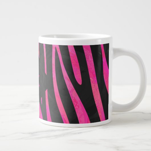 Tasse Géante Monogramme noir et rose chaud Zebra Design (Droite)