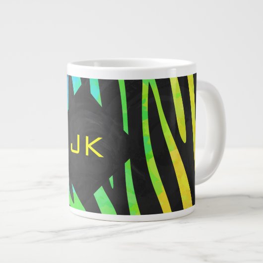 Tasse Géante Monogramme Zebra noir et arc-en-ciel (Devant droit)