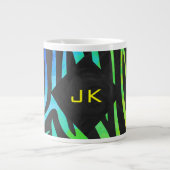 Tasse Géante Monogramme Zebra noir et arc-en-ciel (Devant)