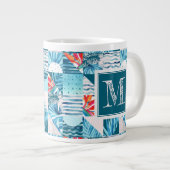 Tasse Géante Motif Abstrait géométrique Turquoise tropical (Devant droit)