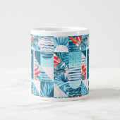 Tasse Géante Motif Abstrait géométrique Turquoise tropical (Devant)