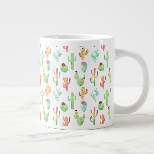 Tasse Géante Motif d'aquarelle Cactus Pastel (Droite)