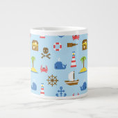 Tasse Géante Motif d'art maritime Pixel (Devant)