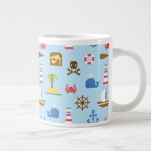 Tasse Géante Motif d'art maritime Pixel (Droite)