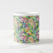 Tasse Géante Motif de cactus d'aquarelle en fleurs exotiques (Devant)