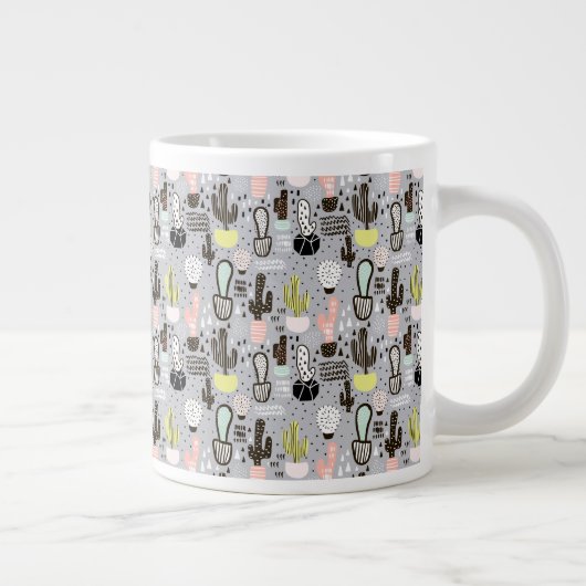 Tasse Géante Motif de cactus texturés à la main (Droite)