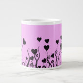 Tasse Géante Motif De Coeurs, Coeurs Noirs, Points, Amour, Rose (Devant)