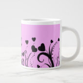 Tasse Géante Motif De Coeurs, Coeurs Noirs, Points, Amour, Rose (Droite)