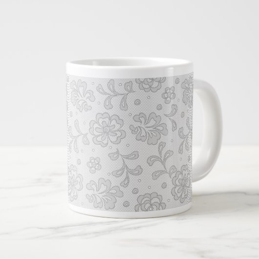 Tasse Géante motif de dentelle, fleur vintage 1 (Devant droit)