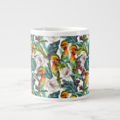 Tasse Géante Motif De Fleur Exotique Et Oiseau| Monogramme (Devant)