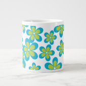 Tasse Géante Motif De Fleurs, Fleurs Bleues, Fleurs Vertes (Devant)