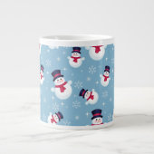 Tasse Géante Motif De Noël Bleu Avec Snowmen Et Snowflakes (Devant)