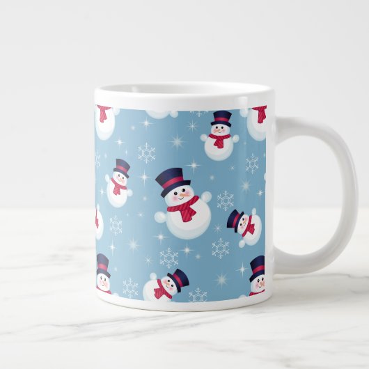 Tasse Géante Motif De Noël Bleu Avec Snowmen Et Snowflakes (Droite)