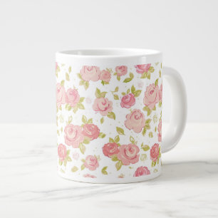 Tasse Géante Motif de papier peint d'élégance des roses roses 3