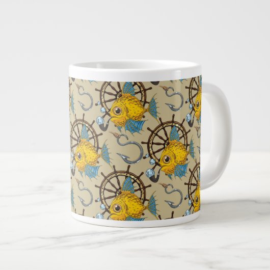 Tasse Géante Motif de poisson du capitaine de la mer (Devant droit)