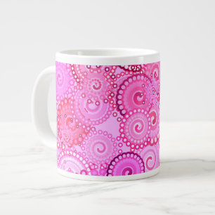 Tasse Géante Motif de tourbillon fractal, rose et fuchsia