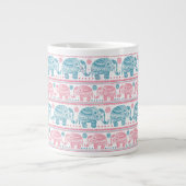 Tasse Géante Motif D'Éléphant D'Origine Rose Et Turquoise (Devant)