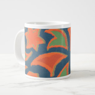 Tasse Géante Motif ethnique Jumbo Mug, Orange brûlé, Bleu foncé