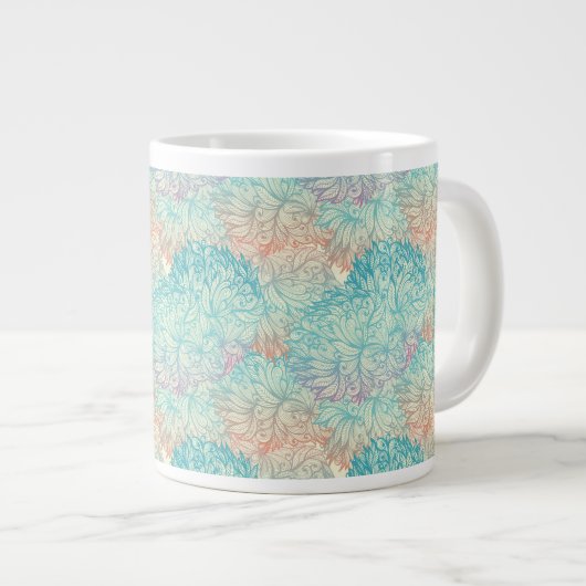 Tasse Géante Motif Floral Doodle Multicolor (Devant droit)