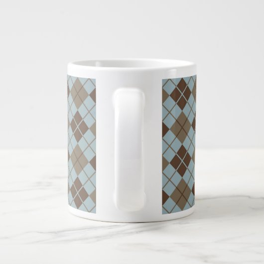 Tasse Géante Motif Jacquard en bleu et en taupe (Dos)