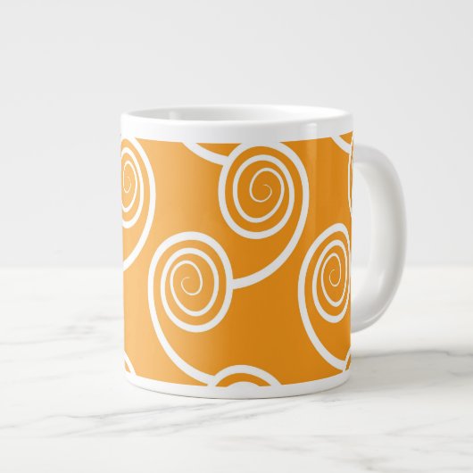 Tasse Géante Motif moderne de la vague blanche orange (Devant droit)
