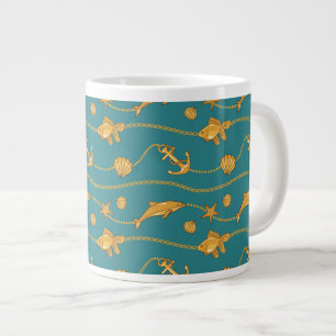 Tasse Géante Motif nautique d'or